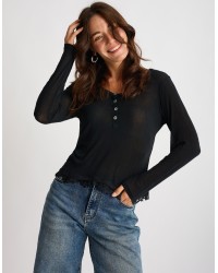 Maglia Serafino Ultralight Cashmere Con Pizzo