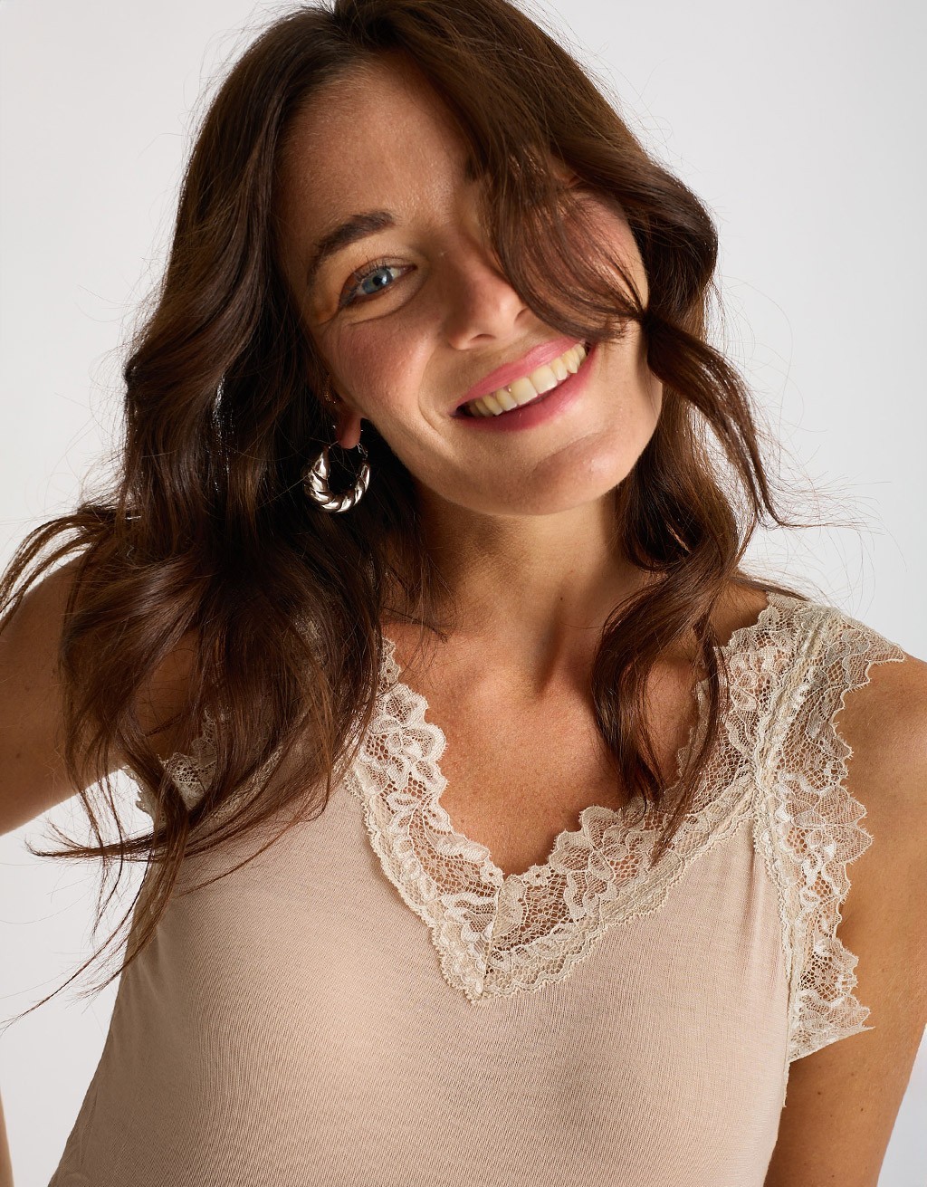 Canotta Ultralight Cashmere Con Pizzo