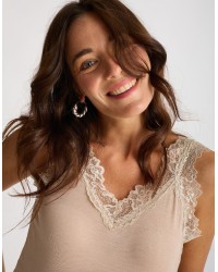 Canotta Ultralight Cashmere Con Pizzo