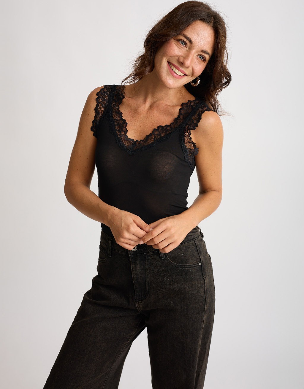 Canotta Ultralight Cashmere Con Pizzo