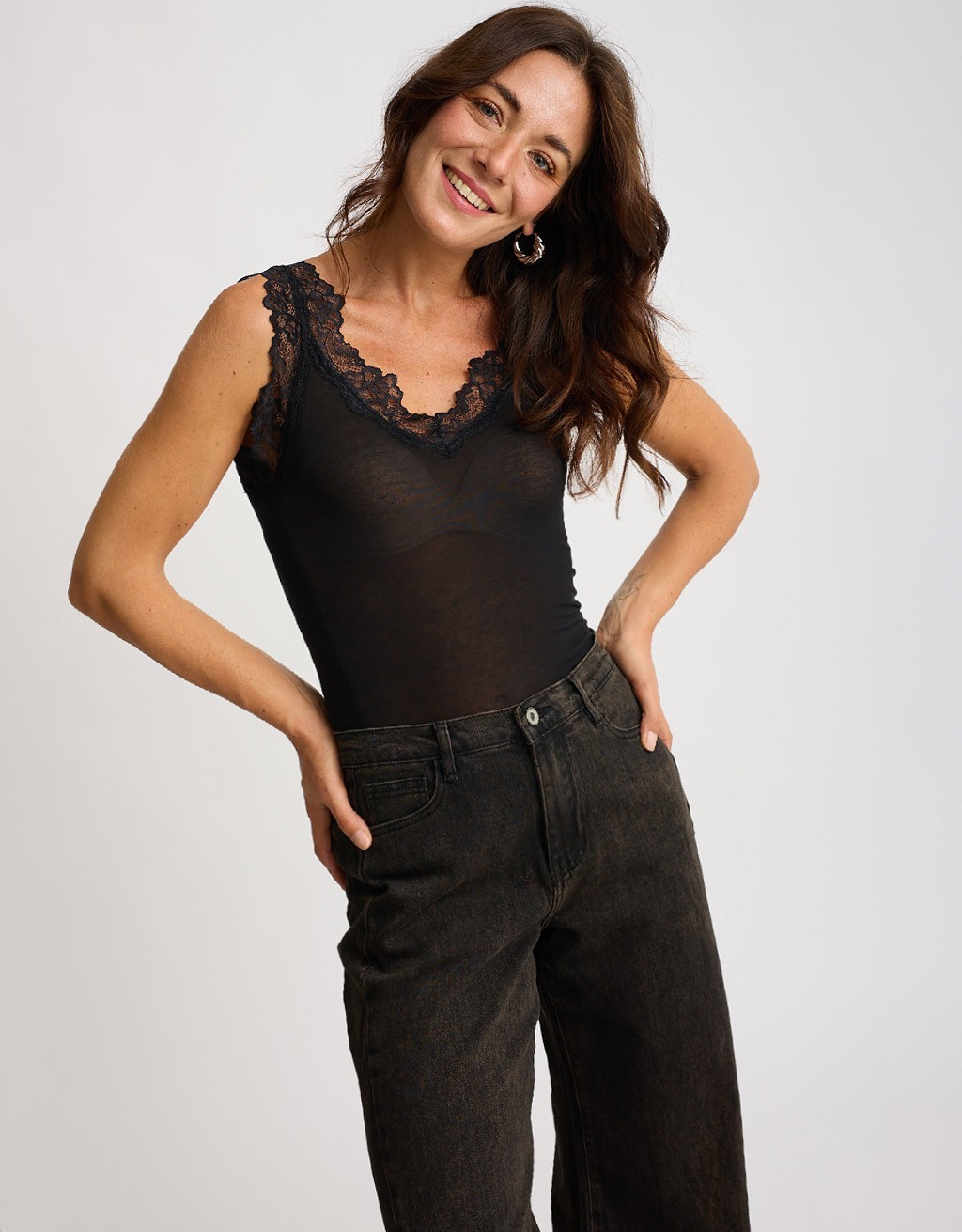 Canotta Ultralight Cashmere Con Pizzo