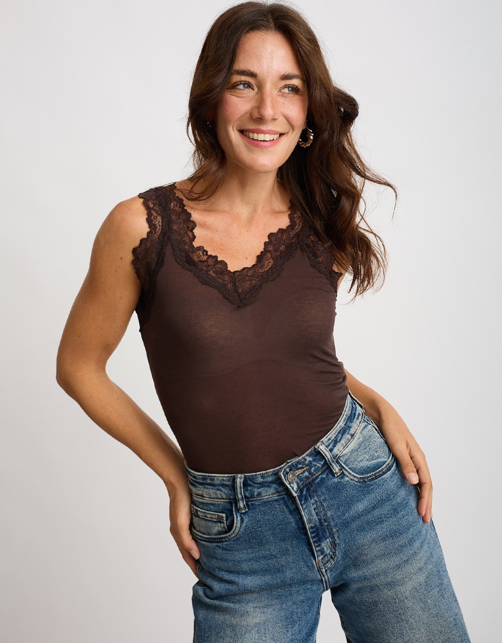 Canotta Ultralight Cashmere Con Pizzo