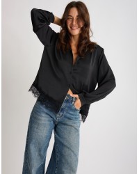 Camicia Raso Pesante Con Pizzo