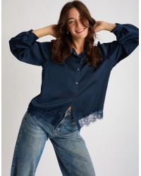 Camicia Raso Pesante Con Pizzo