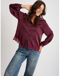 Camicia Raso Pesante Con Pizzo