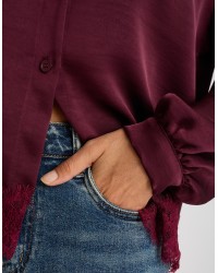 Camicia Raso Pesante Con Pizzo