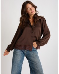 Camicia Raso Pesante Con Pizzo
