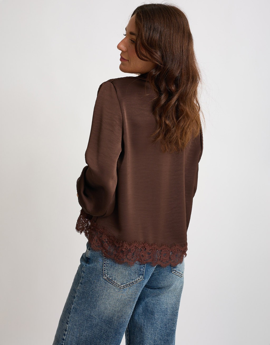 Camicia Raso Pesante Con Pizzo