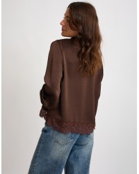 Camicia Raso Pesante Con Pizzo