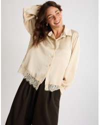 Camicia Raso Pesante Con Pizzo
