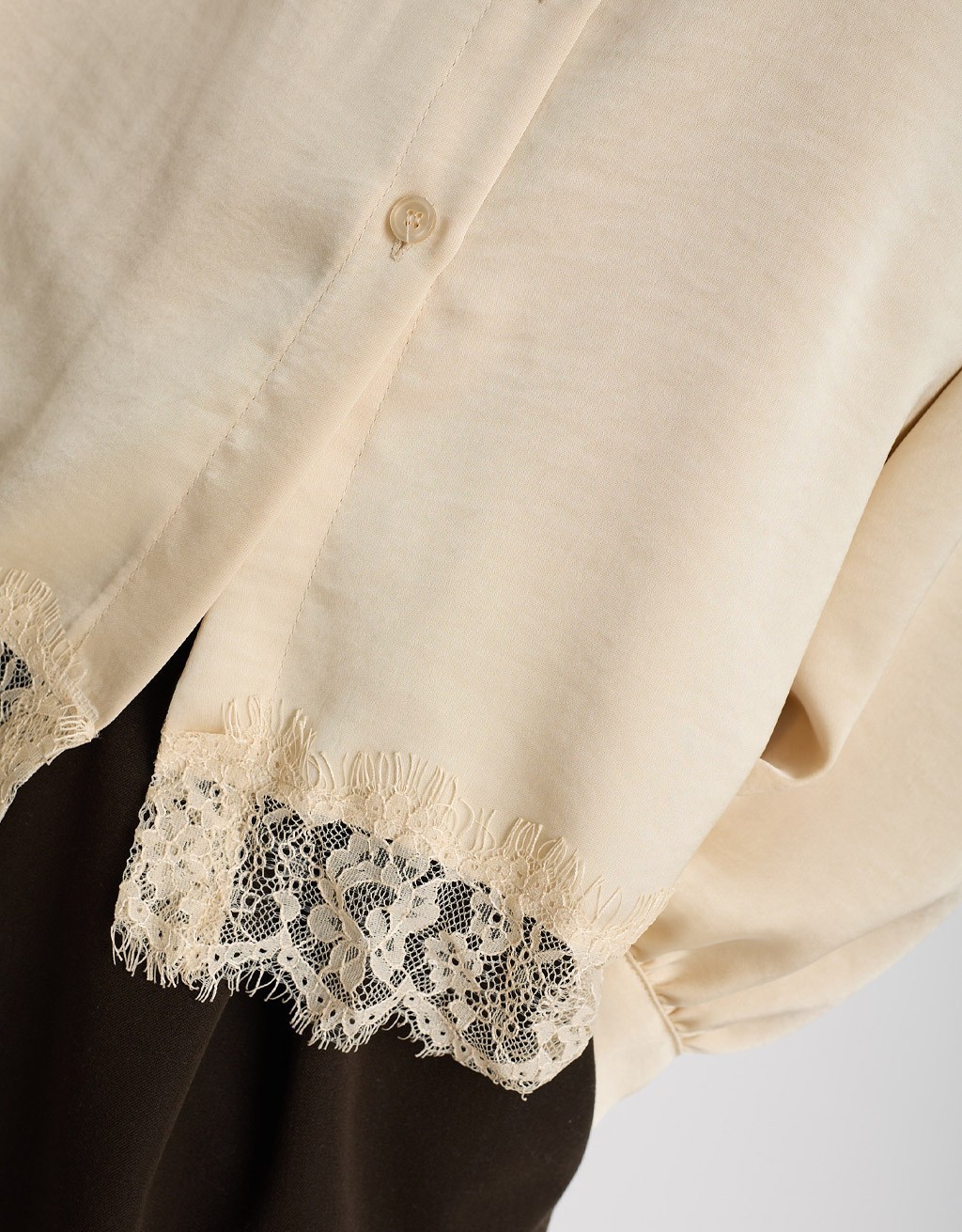 Camicia Raso Pesante Con Pizzo