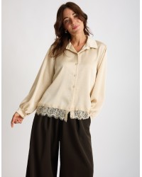 Camicia Raso Pesante Con Pizzo