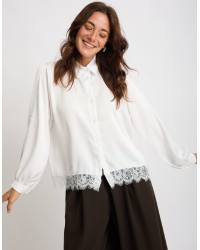 Camicia Raso Pesante Con Pizzo