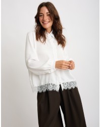 Camicia Raso Pesante Con Pizzo