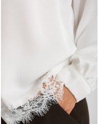 Camicia Raso Pesante Con Pizzo