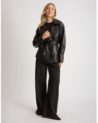 Trench Corto In Finta Pelle