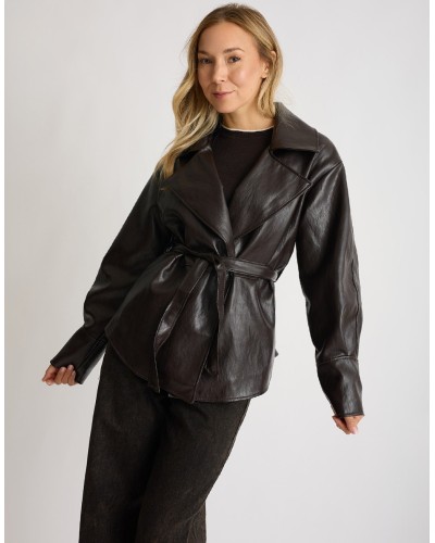 Trench Corto In Finta Pelle