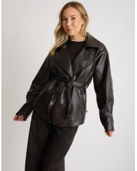 Trench Corto In Finta Pelle