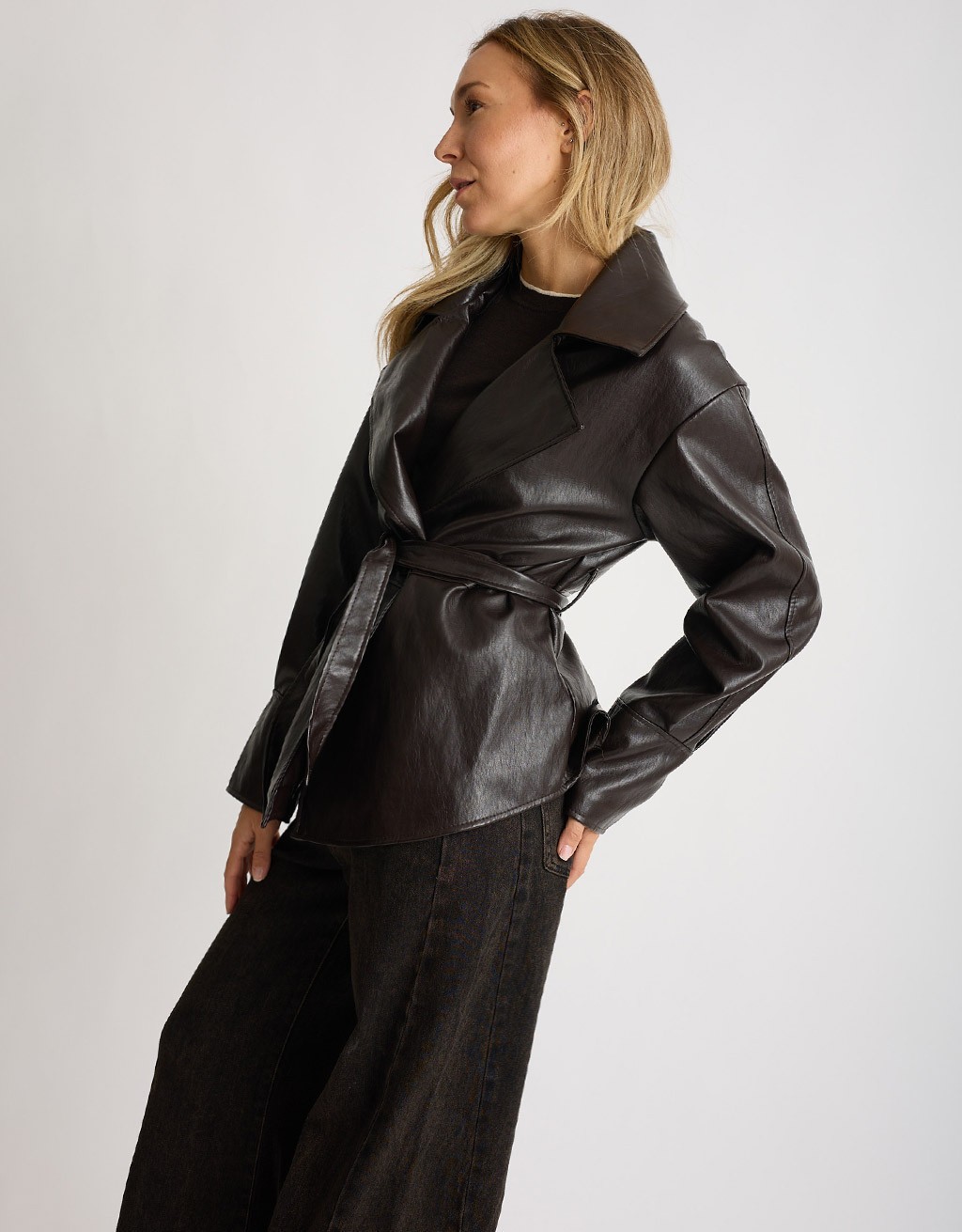 Trench Corto In Finta Pelle