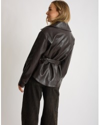 Trench Corto In Finta Pelle