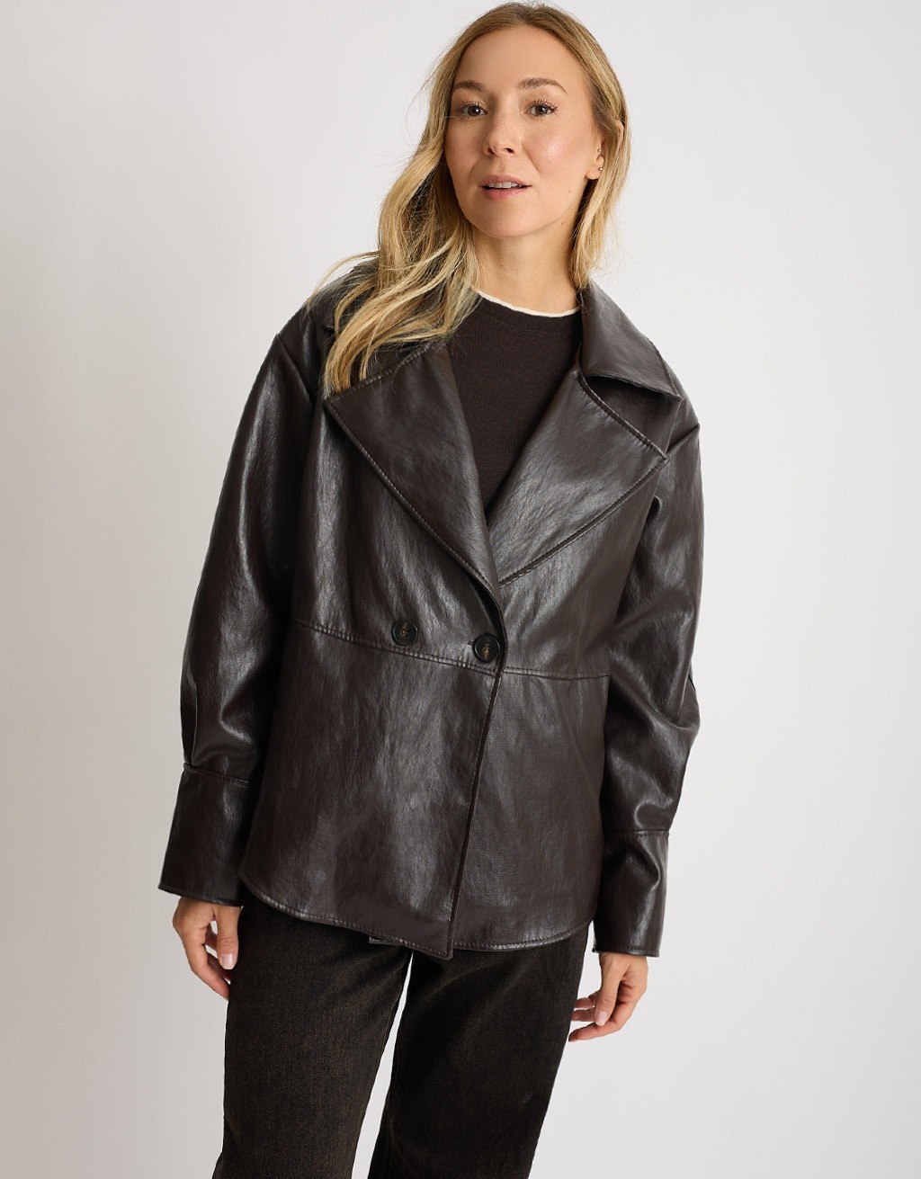 Trench Corto In Finta Pelle