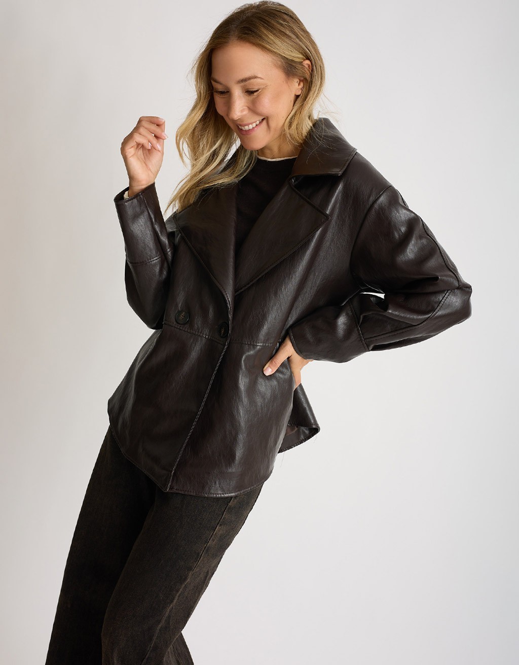 Trench Corto In Finta Pelle