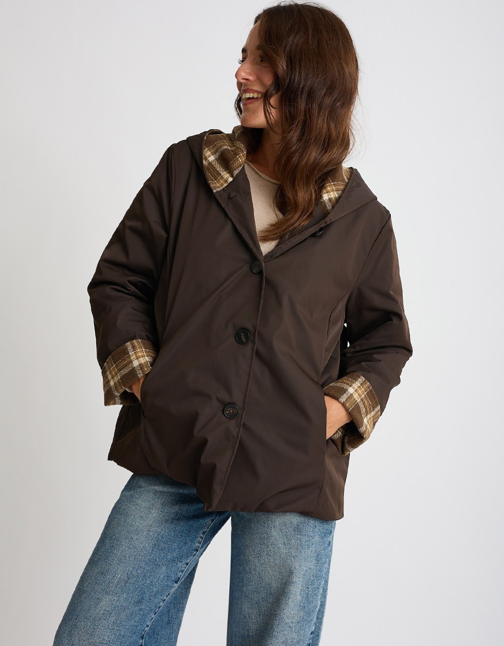 Trench Trapuntato Risvolti Check