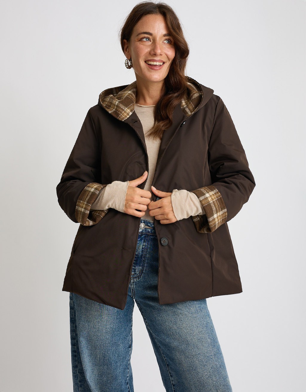 Trench Trapuntato Risvolti Check