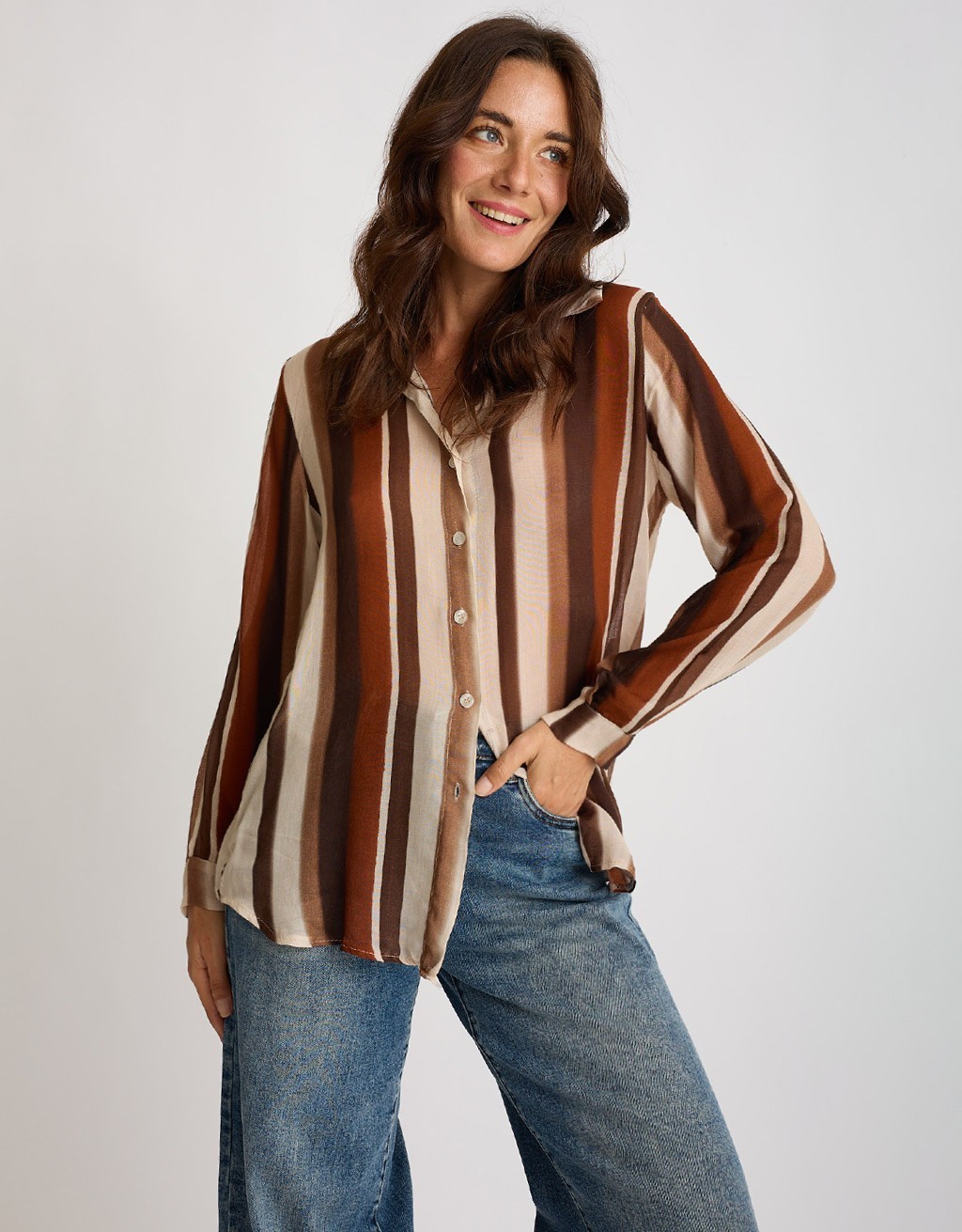 Camicia Lana/Viscosa Righe
