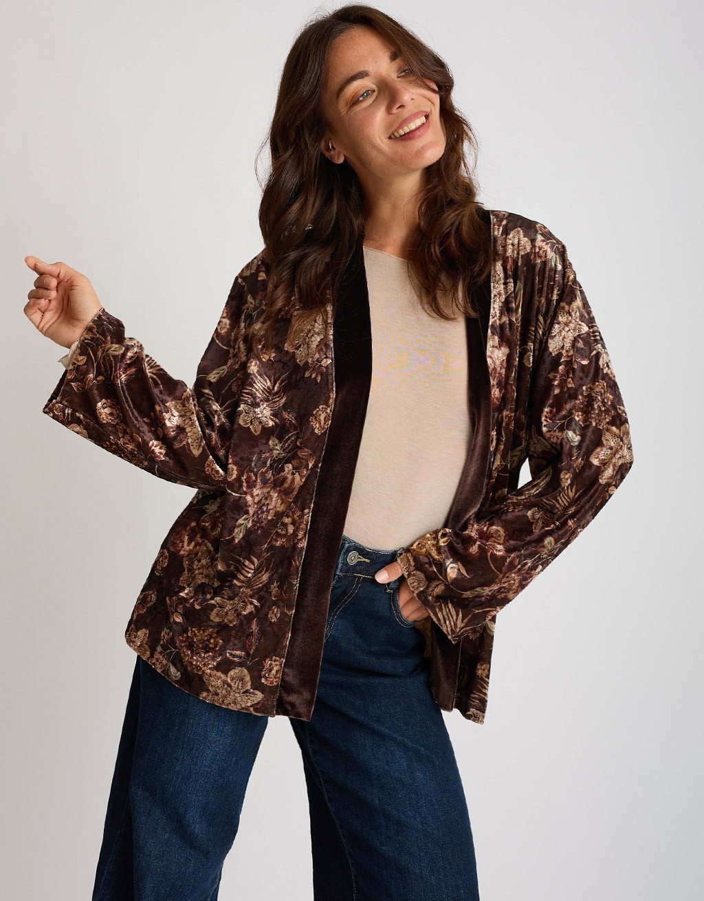 Giacca Kimono Ciniglia Fantasia