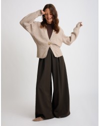Cardigan Bottone Gioiello Manica Palloncino