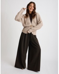 Cardigan Bottone Gioiello Manica Palloncino