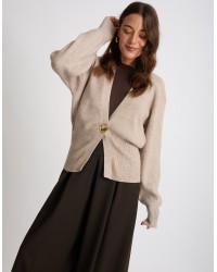 Cardigan Bottone Gioiello Manica Palloncino