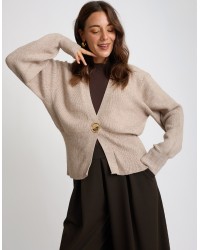 Cardigan Bottone Gioiello Manica Palloncino