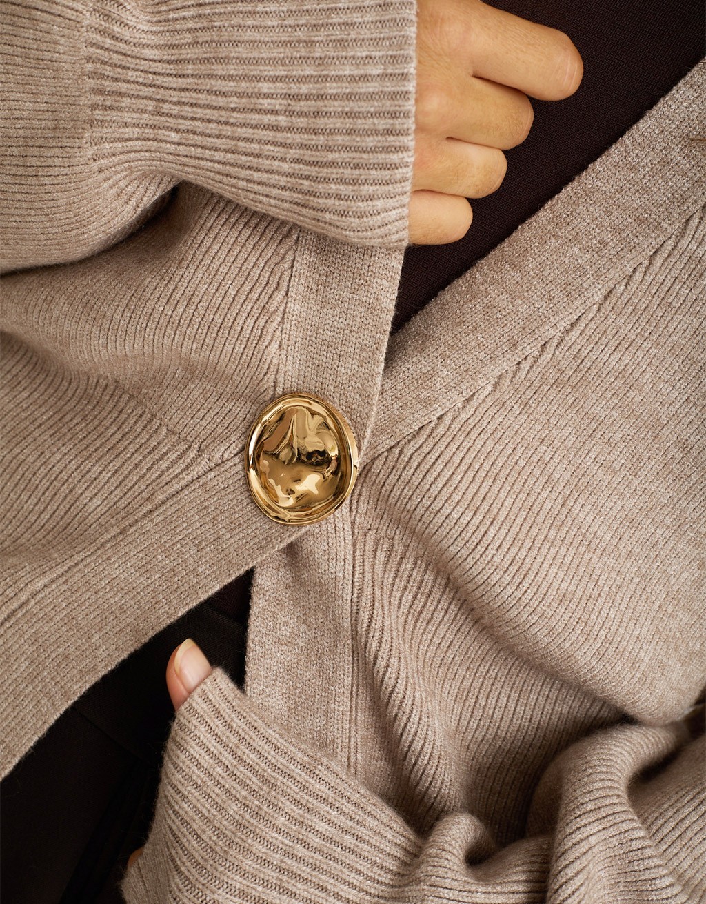 Cardigan Bottone Gioiello Manica Palloncino