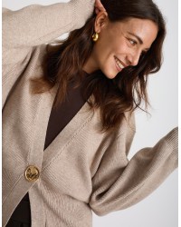 Cardigan Bottone Gioiello Manica Palloncino