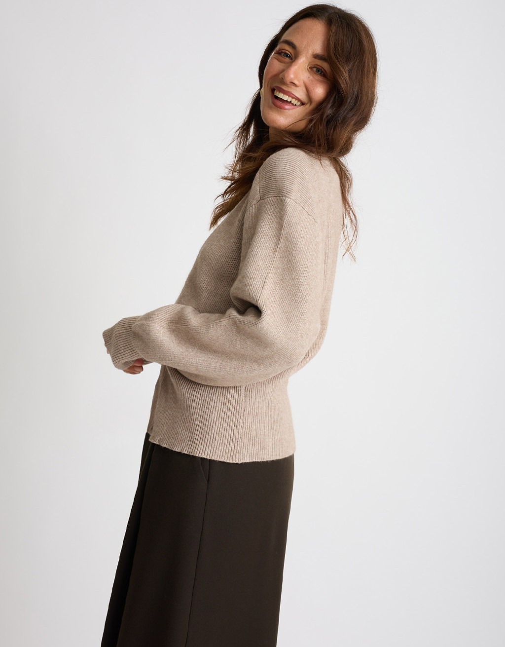 Cardigan Bottone Gioiello Manica Palloncino
