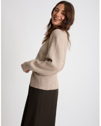Cardigan Bottone Gioiello Manica Palloncino