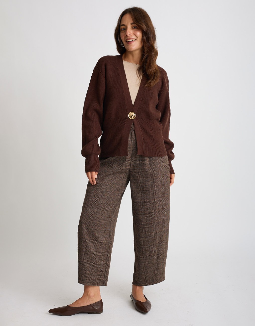 Cardigan Bottone Gioiello Manica Palloncino