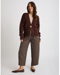 Cardigan Bottone Gioiello Manica Palloncino