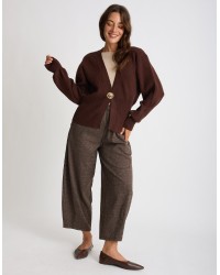 Cardigan Bottone Gioiello Manica Palloncino
