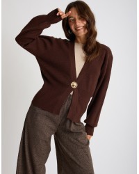 Cardigan Bottone Gioiello Manica Palloncino