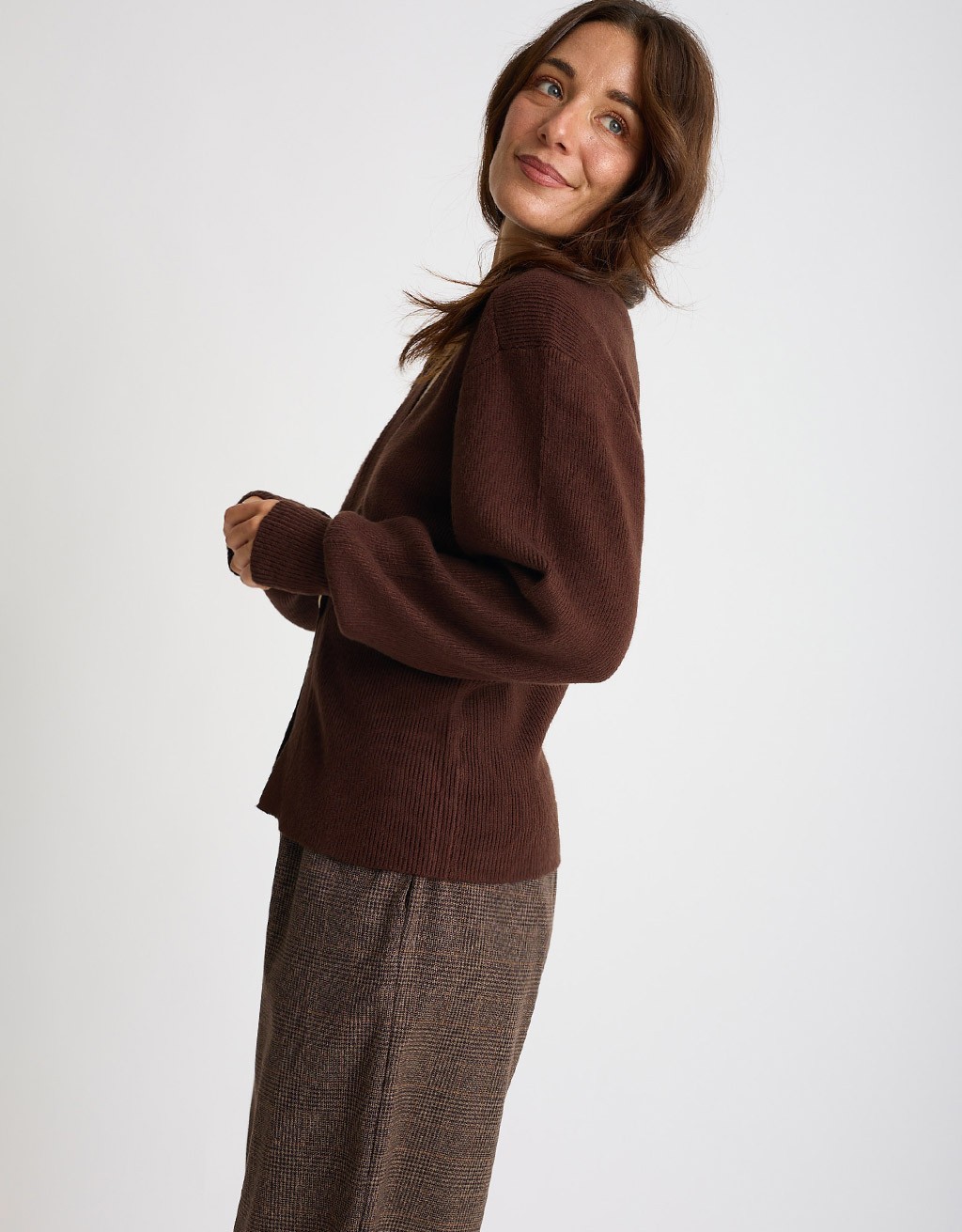 Cardigan Bottone Gioiello Manica Palloncino