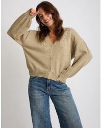 Cardigan Ricami Manica Palloncino