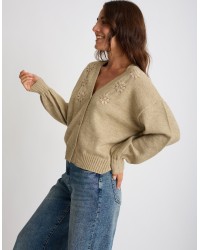 Cardigan Ricami Manica Palloncino