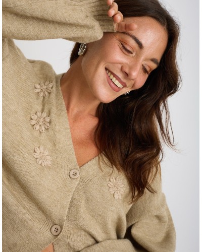 Cardigan Ricami Manica Palloncino