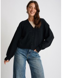 Cardigan Ricami Manica Palloncino