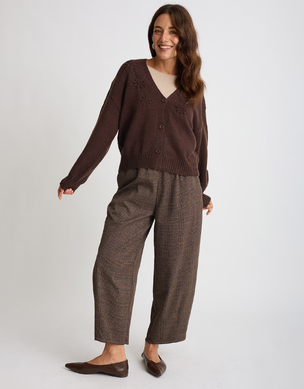 Cardigan Ricami Manica Palloncino