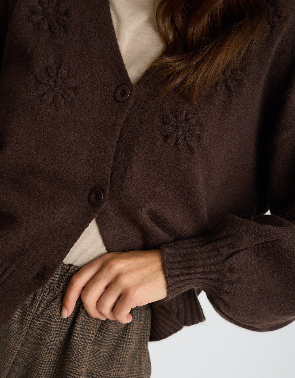 Cardigan Ricami Manica Palloncino