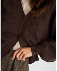 Cardigan Ricami Manica Palloncino